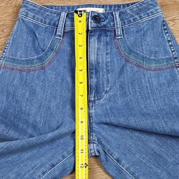 Madewell Emmett Rainbow Stitched Edition Medium Wash Wide Leg Crop Jean - Picture 14 of 16